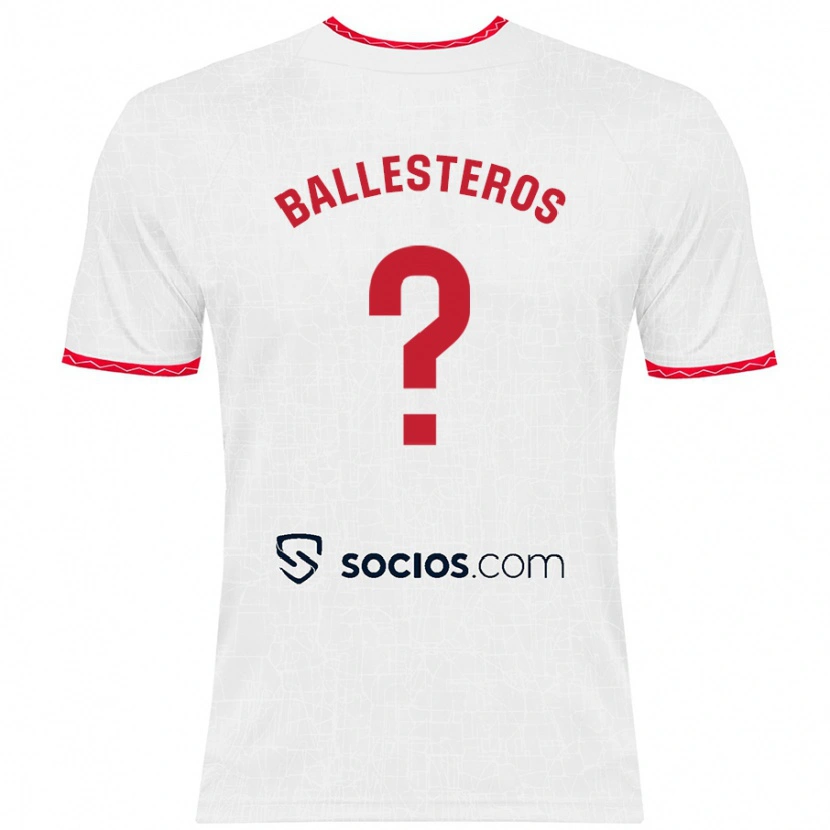 Danxen Kinderen Gonzalo Ballesteros #0 Wit Rood Thuisshirt Thuistenue 2024/25 T-Shirt