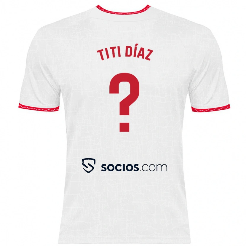 Danxen Kinderen Titi Díaz #0 Wit Rood Thuisshirt Thuistenue 2024/25 T-Shirt