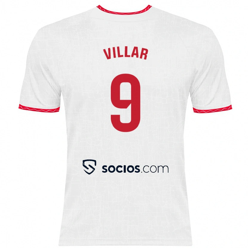 Danxen Kinderen Iker Villar #9 Wit Rood Thuisshirt Thuistenue 2024/25 T-Shirt