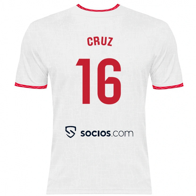 Danxen Kinderen Jesús Cruz #16 Wit Rood Thuisshirt Thuistenue 2024/25 T-Shirt