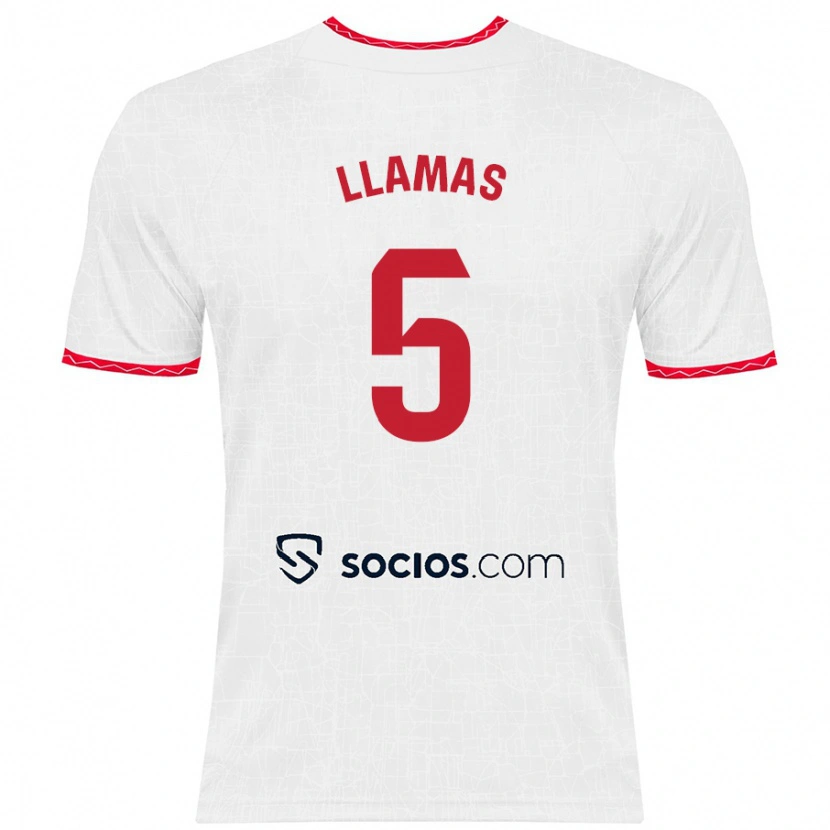 Danxen Kinderen Eva Llamas #5 Wit Rood Thuisshirt Thuistenue 2024/25 T-Shirt