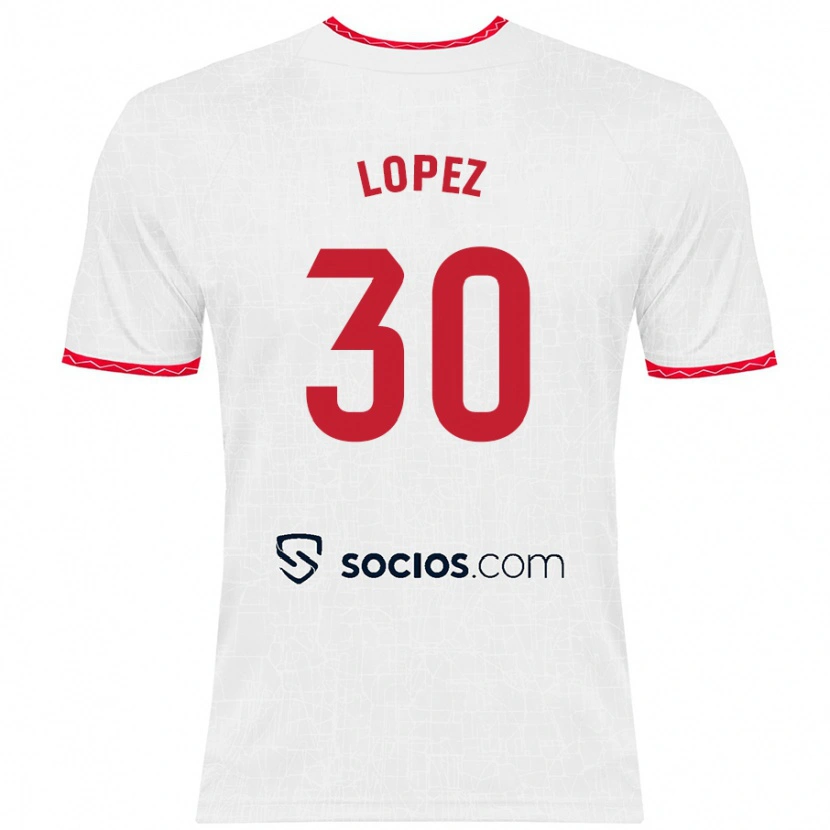 Danxen Kinderen Alba López #30 Wit Rood Thuisshirt Thuistenue 2024/25 T-Shirt