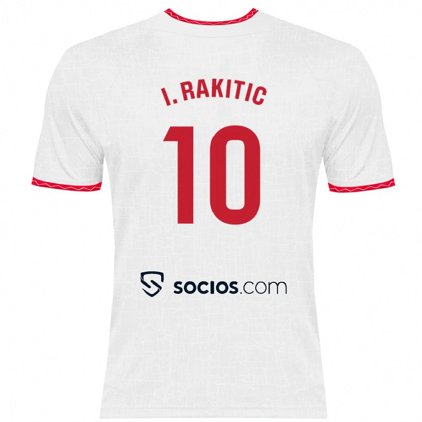 Danxen Kinderen Ivan Rakitic #10 Wit Rood Thuisshirt Thuistenue 2024/25 T-Shirt