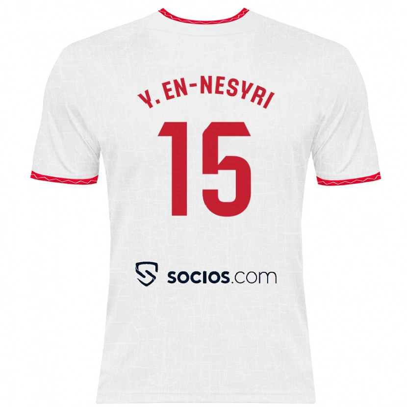 Danxen Kinderen Youssef En-Nesyri #15 Wit Rood Thuisshirt Thuistenue 2024/25 T-Shirt