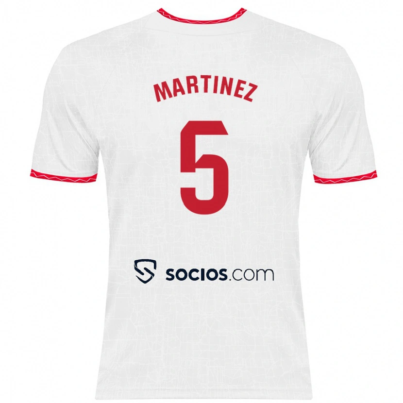 Danxen Kinderen Sergio Martínez #5 Wit Rood Thuisshirt Thuistenue 2024/25 T-Shirt