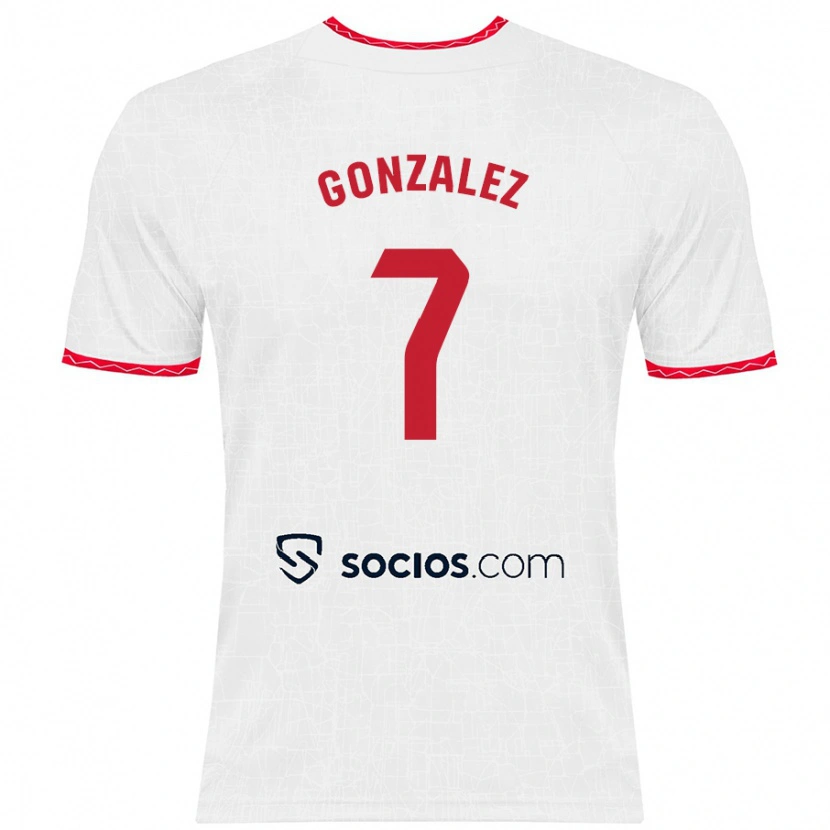 Danxen Kinderen Juan González #7 Wit Rood Thuisshirt Thuistenue 2024/25 T-Shirt