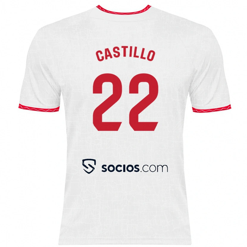 Danxen Kinderen José Castillo #22 Wit Rood Thuisshirt Thuistenue 2024/25 T-Shirt