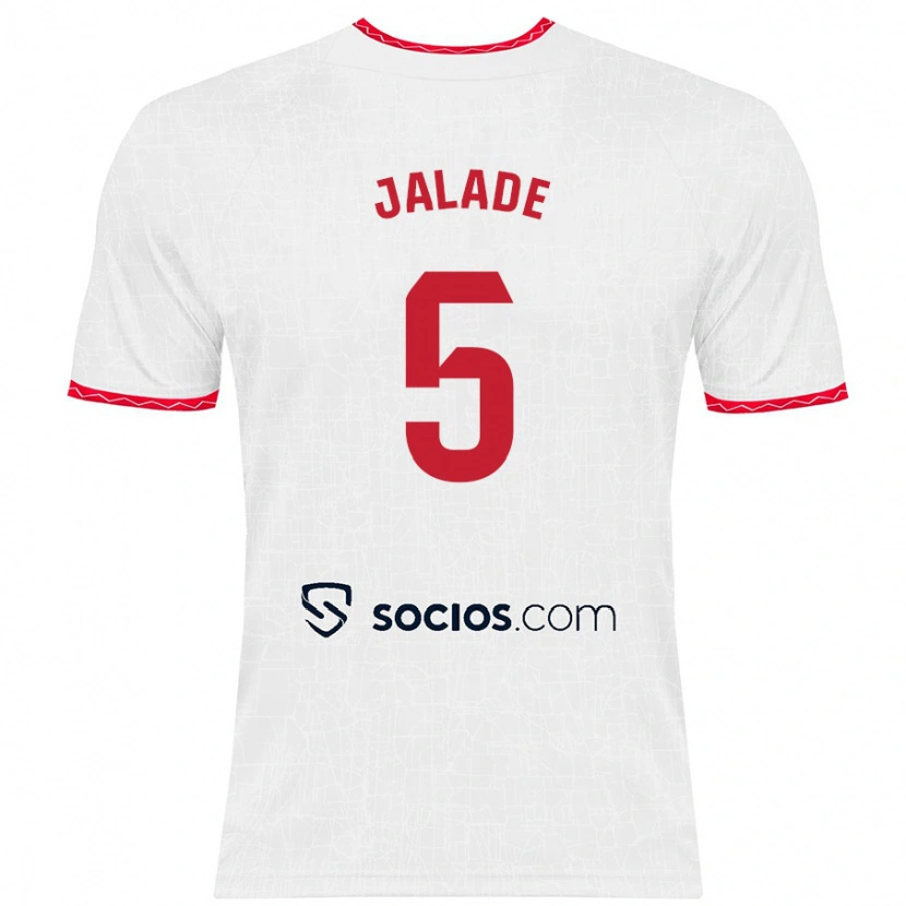 Danxen Kinderen Robert Jalade #5 Wit Rood Thuisshirt Thuistenue 2024/25 T-Shirt