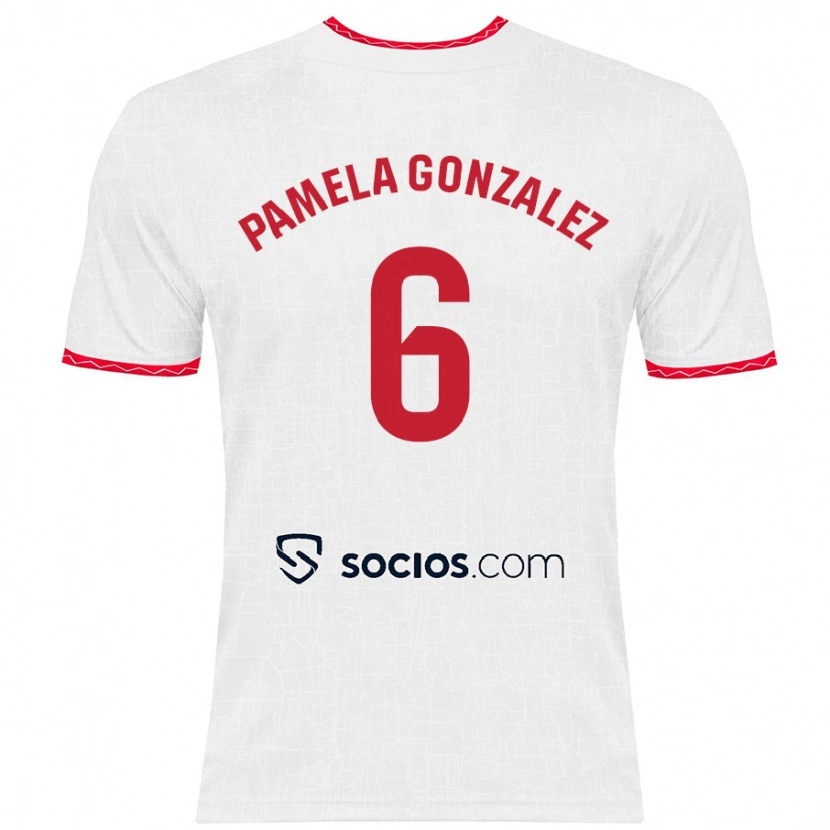 Danxen Kinderen Cinthia Pamela González Medina #6 Wit Rood Thuisshirt Thuistenue 2024/25 T-Shirt