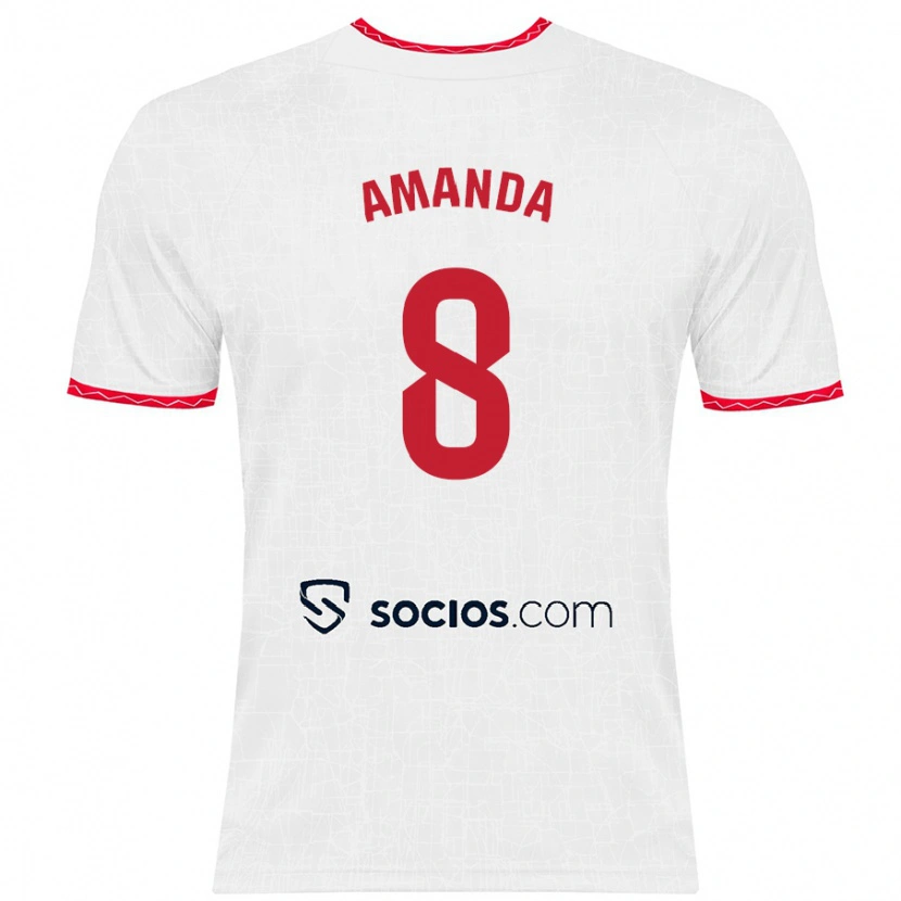 Danxen Kinderen Amanda Sampedro Bustos #8 Wit Rood Thuisshirt Thuistenue 2024/25 T-Shirt