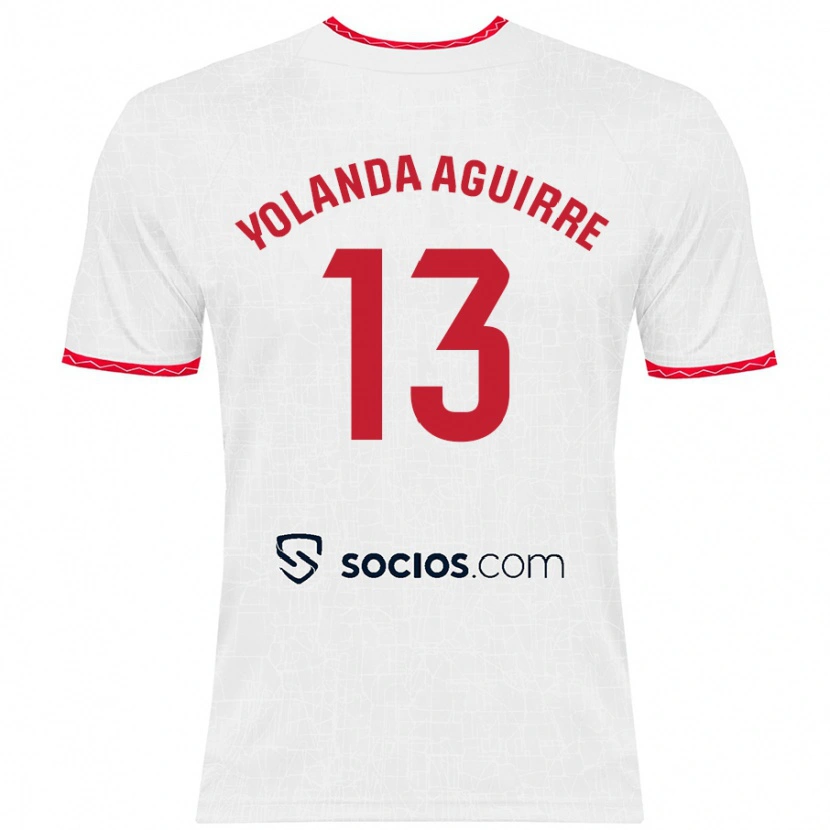 Danxen Kinderen Yolanda Aguirre Gutiérrez #13 Wit Rood Thuisshirt Thuistenue 2024/25 T-Shirt