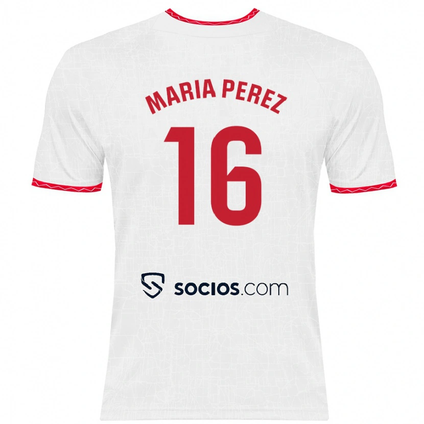 Danxen Kinderen María Pérez Rabaza #16 Wit Rood Thuisshirt Thuistenue 2024/25 T-Shirt