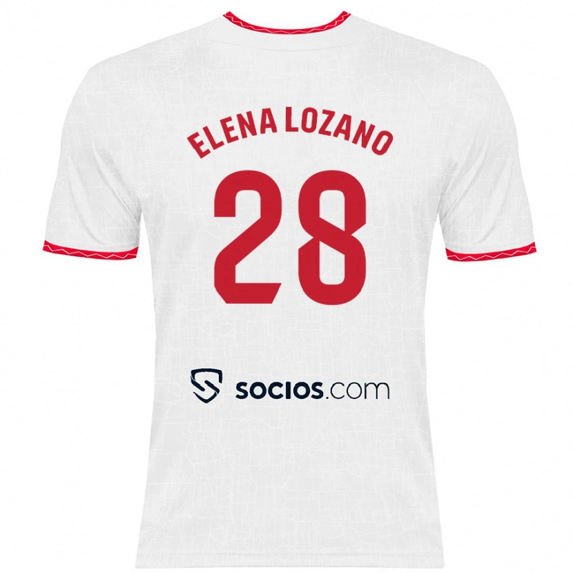 Danxen Kinderen Elena Lozano Gallego #28 Wit Rood Thuisshirt Thuistenue 2024/25 T-Shirt