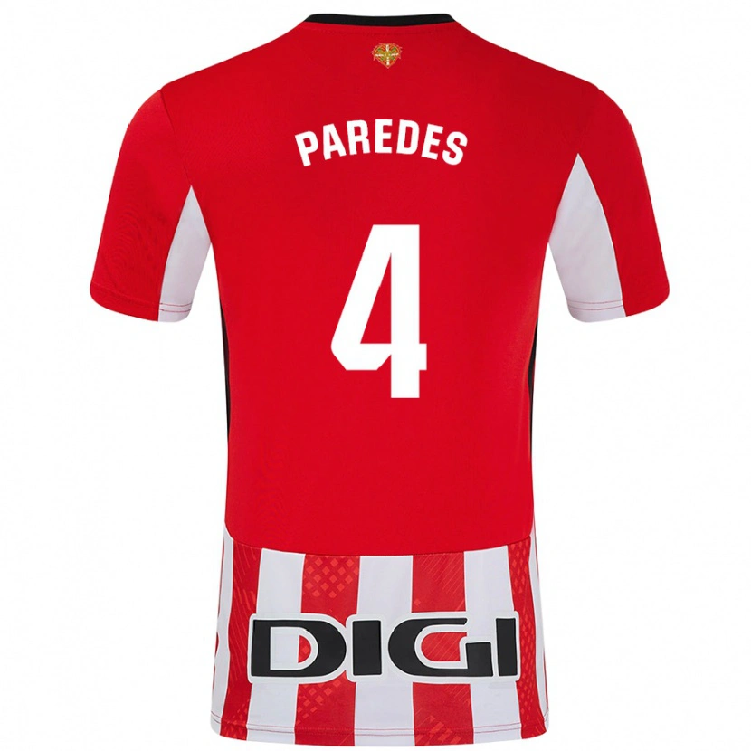 Danxen Kinderen Aitor Paredes #4 Rood Wit Thuisshirt Thuistenue 2024/25 T-Shirt