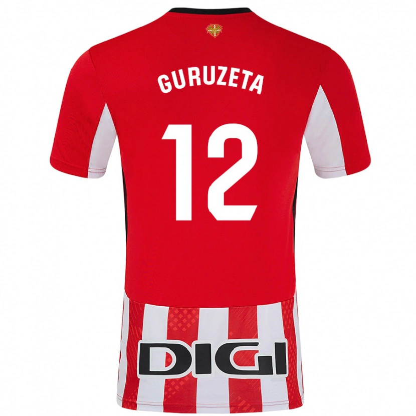 Danxen Kinderen Gorka Guruzeta #12 Rood Wit Thuisshirt Thuistenue 2024/25 T-Shirt