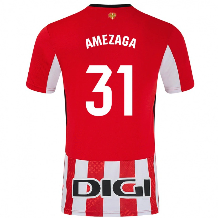 Danxen Kinderen Jone Amezaga #31 Rood Wit Thuisshirt Thuistenue 2024/25 T-Shirt