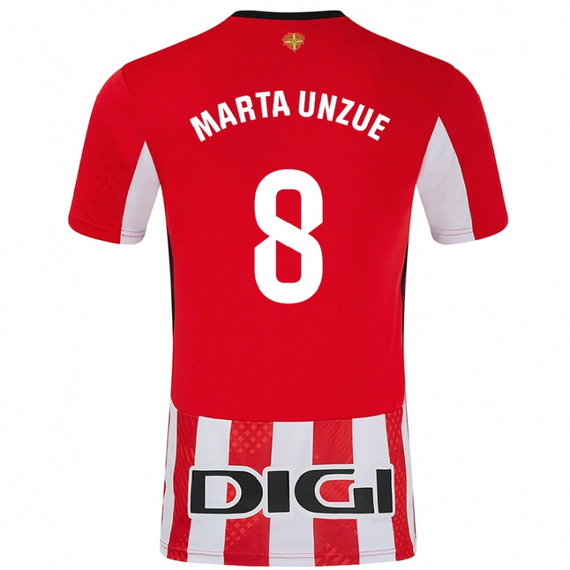 Danxen Kinderen Marta Unzué Urdániz #8 Rood Wit Thuisshirt Thuistenue 2024/25 T-Shirt