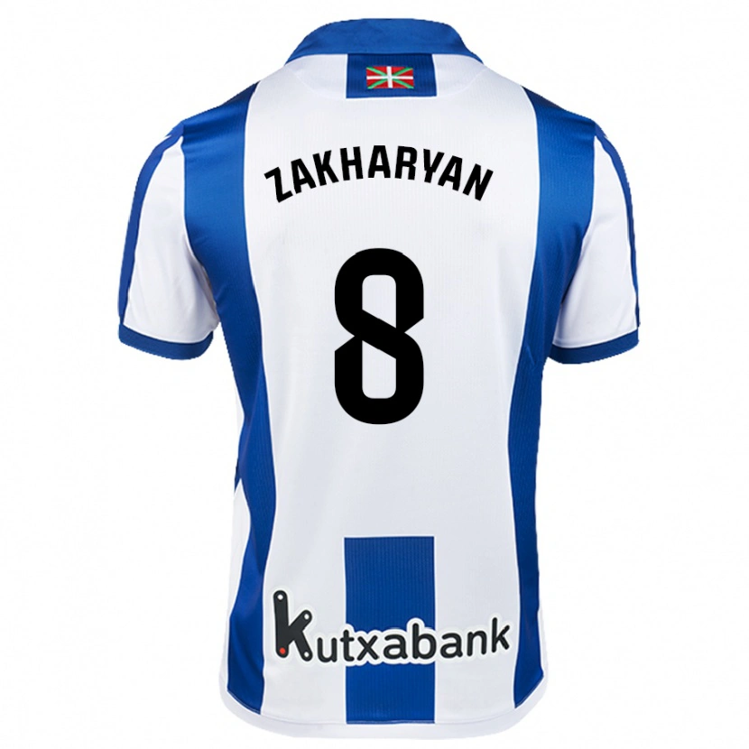 Danxen Kinderen Arsen Zakharyan #8 Wit Blauw Thuisshirt Thuistenue 2024/25 T-Shirt