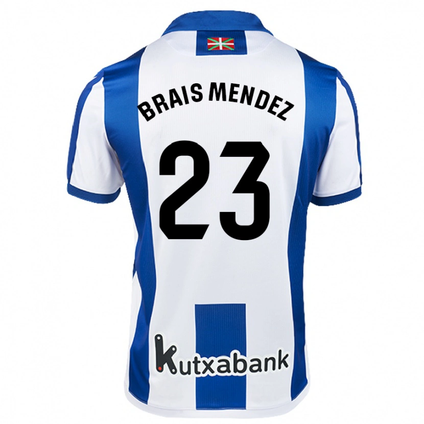 Danxen Kinderen Brais Méndez #23 Wit Blauw Thuisshirt Thuistenue 2024/25 T-Shirt