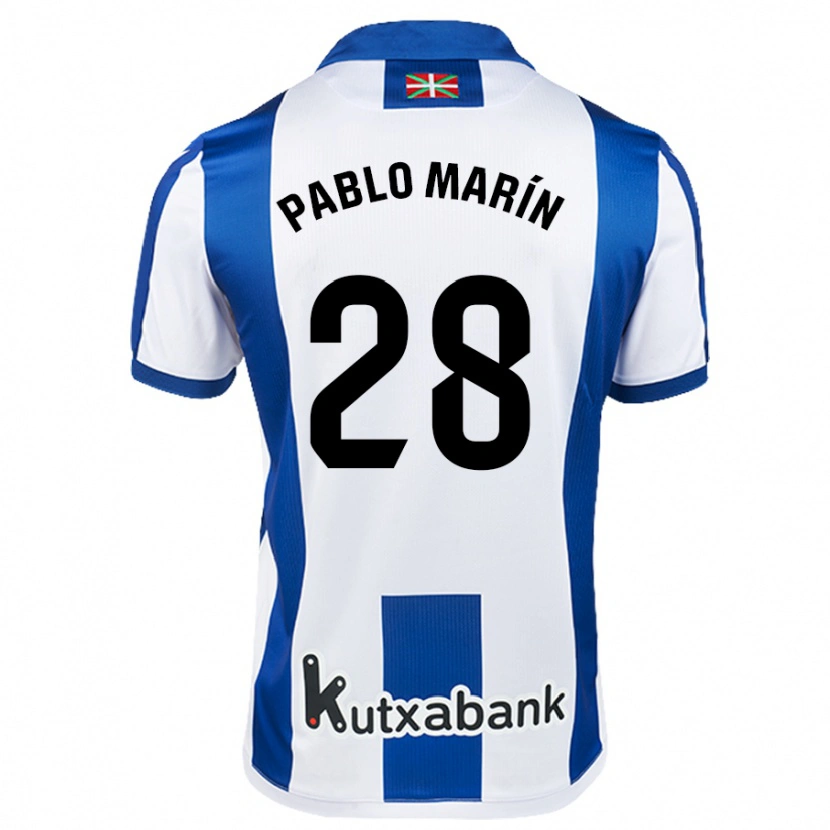 Danxen Kinderen Pablo Marín #28 Wit Blauw Thuisshirt Thuistenue 2024/25 T-Shirt