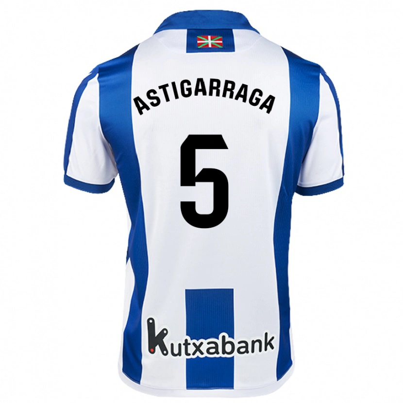 Danxen Kinderen Eneko Astigarraga #5 Wit Blauw Thuisshirt Thuistenue 2024/25 T-Shirt