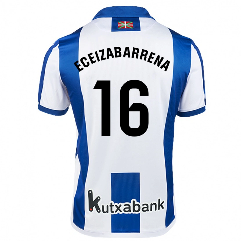 Danxen Kinderen Jon Eceizabarrena #16 Wit Blauw Thuisshirt Thuistenue 2024/25 T-Shirt