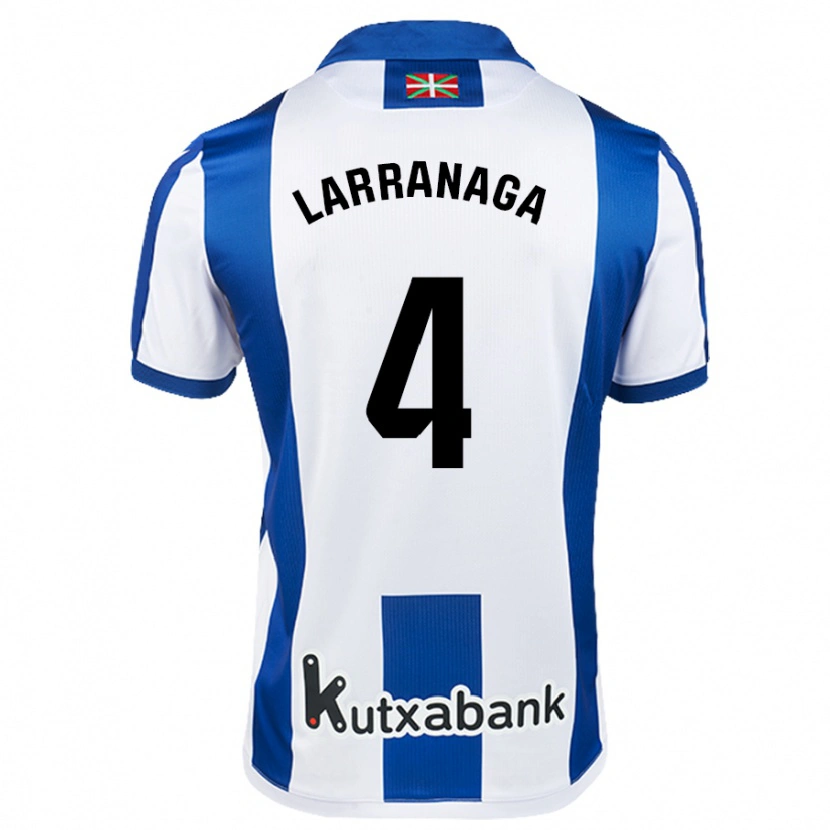 Danxen Kinderen Aitor Larrañaga #4 Wit Blauw Thuisshirt Thuistenue 2024/25 T-Shirt