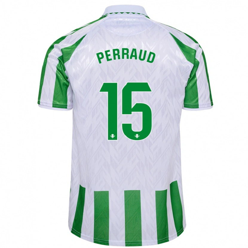 Danxen Kinderen Romain Perraud #15 Groen Witte Strepen Thuisshirt Thuistenue 2024/25 T-Shirt