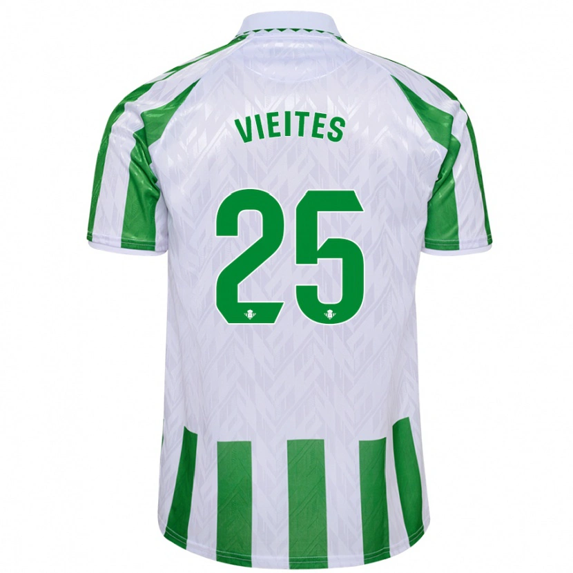 Danxen Kinderen Fran Vieites #25 Groen Witte Strepen Thuisshirt Thuistenue 2024/25 T-Shirt