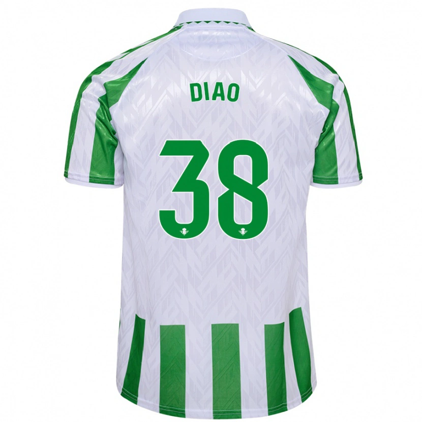 Danxen Kinderen Assane Diao #38 Groen Witte Strepen Thuisshirt Thuistenue 2024/25 T-Shirt