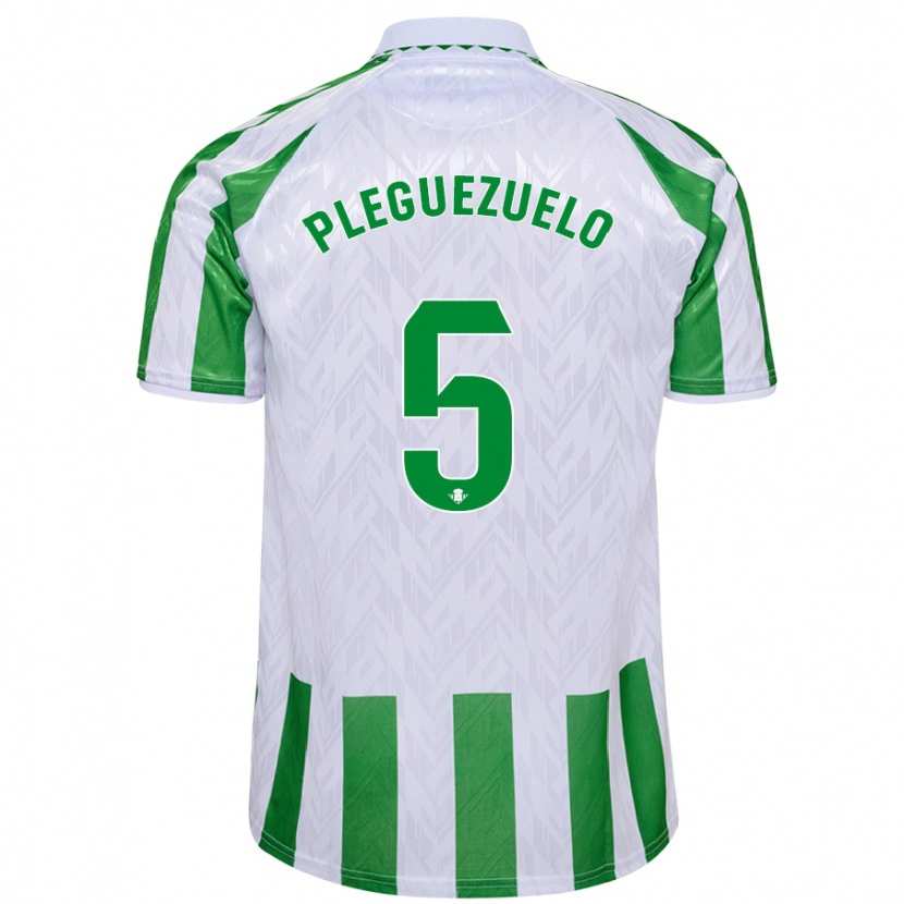 Danxen Kinderen Xavi Pleguezuelo #5 Groen Witte Strepen Thuisshirt Thuistenue 2024/25 T-Shirt