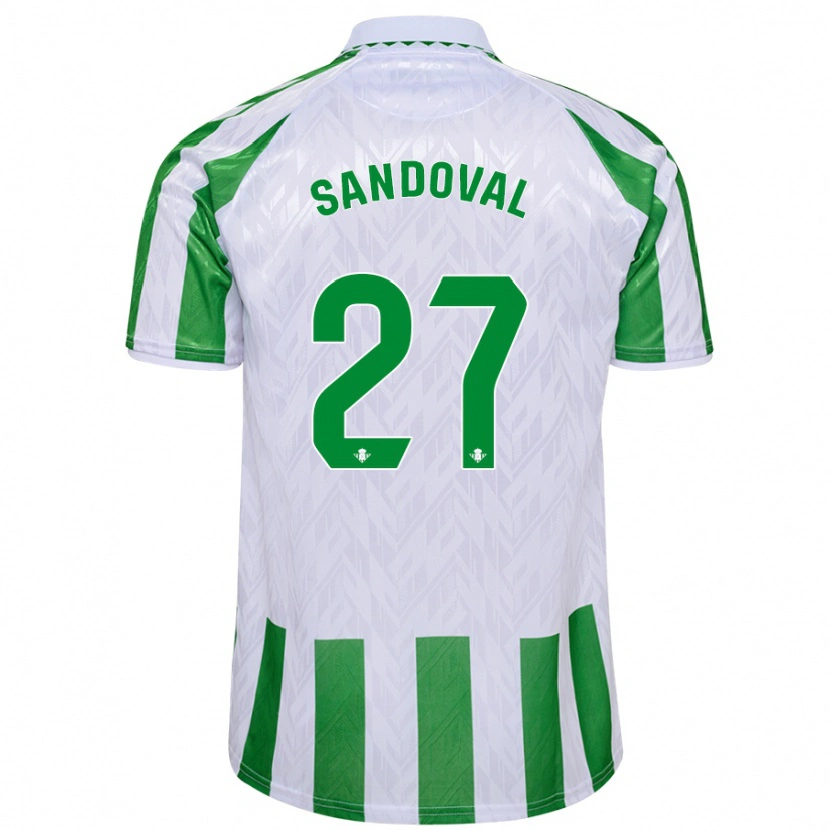 Danxen Kinderen Keimer Sandoval #27 Groen Witte Strepen Thuisshirt Thuistenue 2024/25 T-Shirt