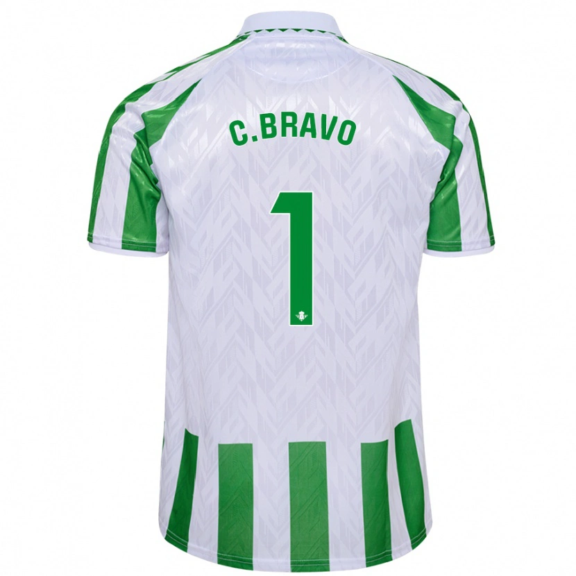 Danxen Kinderen Claudio Bravo #1 Groen Witte Strepen Thuisshirt Thuistenue 2024/25 T-Shirt