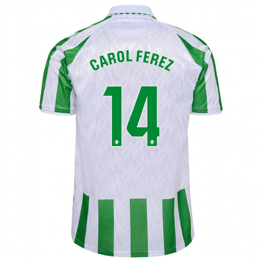 Danxen Kinderen Carolina Férez Méndez #14 Groen Witte Strepen Thuisshirt Thuistenue 2024/25 T-Shirt