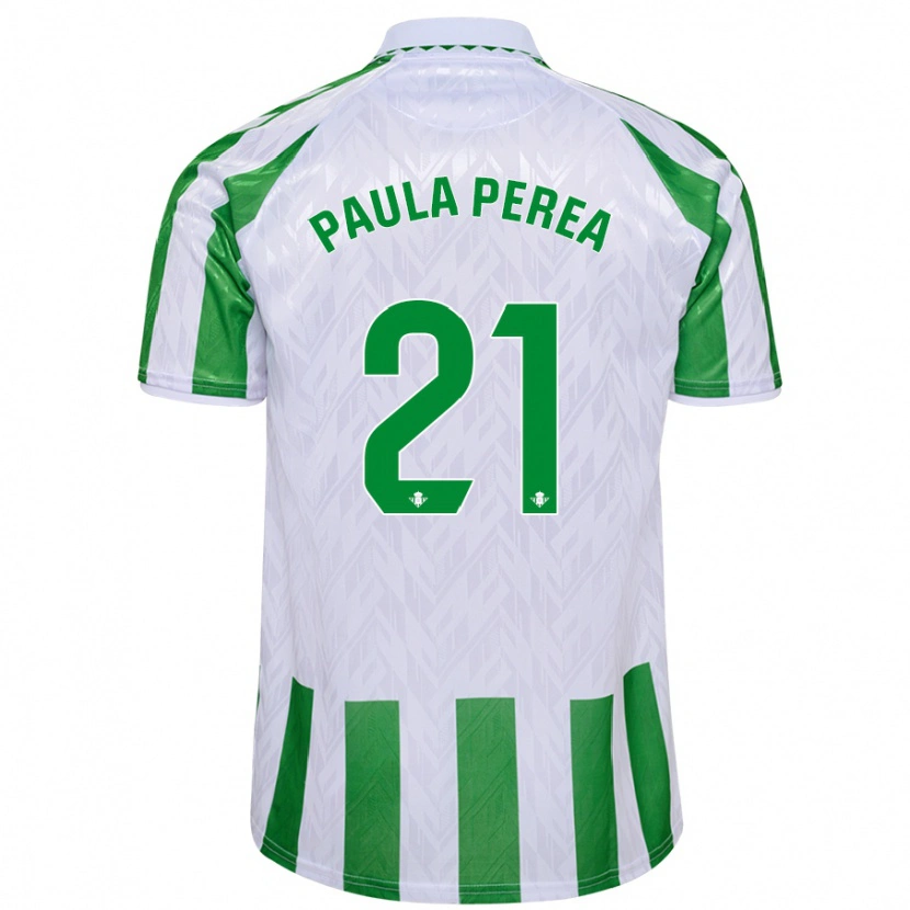 Danxen Kinderen Paula Perea Ramírez #21 Groen Witte Strepen Thuisshirt Thuistenue 2024/25 T-Shirt