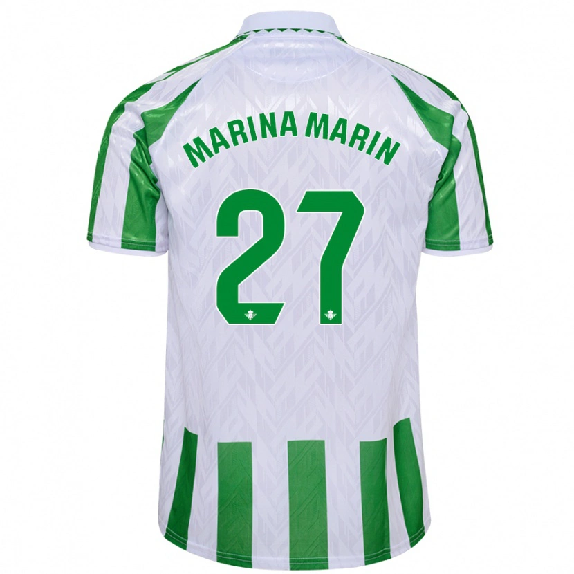 Danxen Kinderen Marina Marín #27 Groen Witte Strepen Thuisshirt Thuistenue 2024/25 T-Shirt