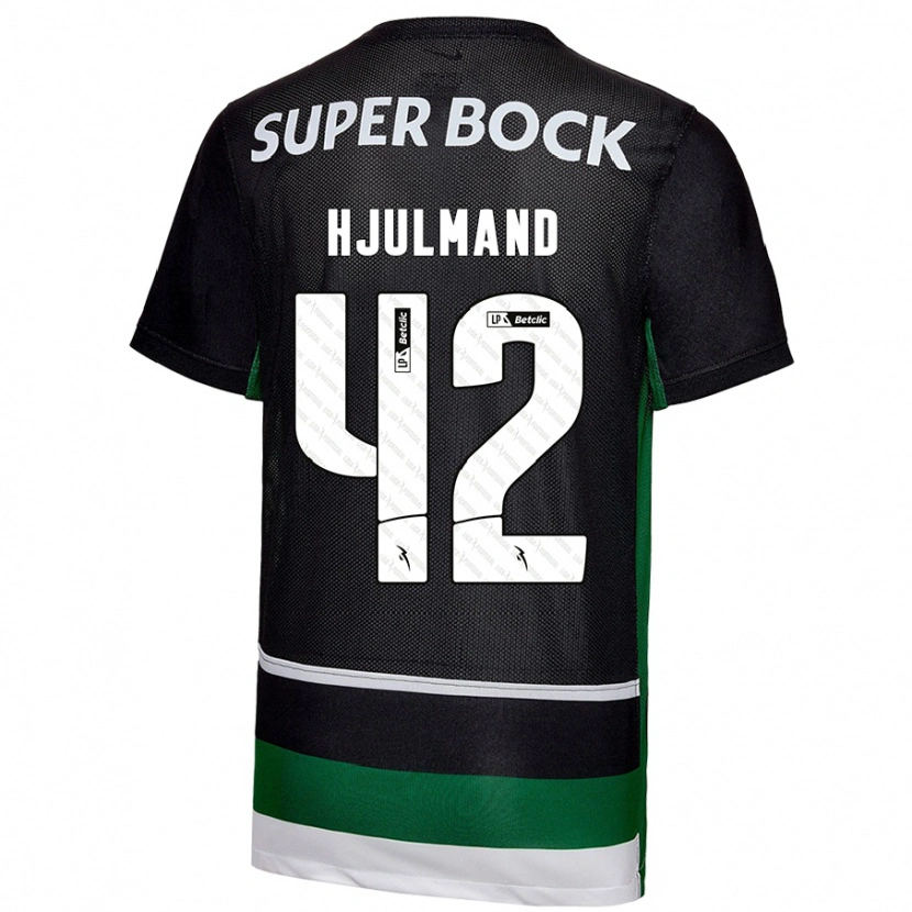 Danxen Kinderen Morten Hjulmand #42 Zwart Wit Groen Thuisshirt Thuistenue 2024/25 T-Shirt