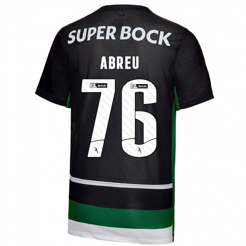 Danxen Kinderen Diogo Abreu #76 Zwart Wit Groen Thuisshirt Thuistenue 2024/25 T-Shirt