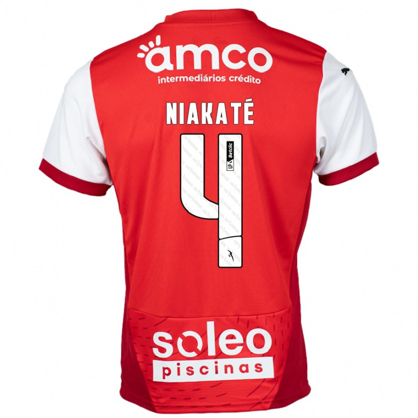 Danxen Kinderen Sikou Niakaté #4 Rood Wit Thuisshirt Thuistenue 2024/25 T-Shirt