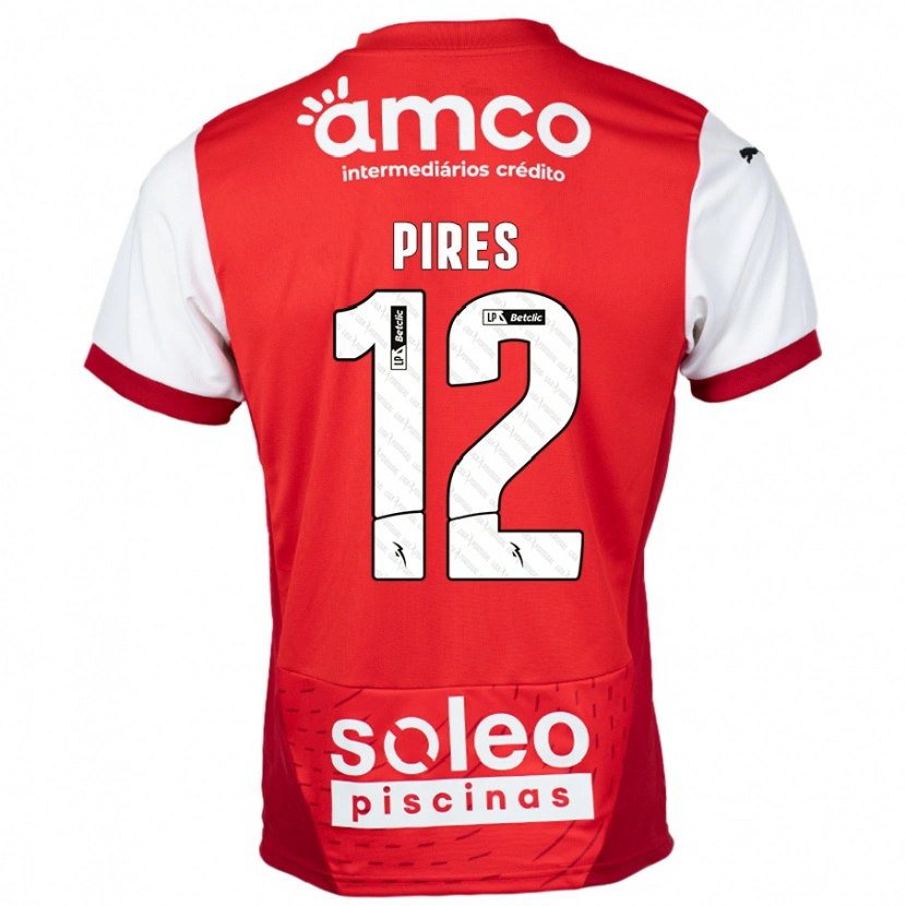 Danxen Kinderen Hugo Pires #12 Rood Wit Thuisshirt Thuistenue 2024/25 T-Shirt