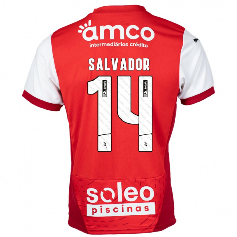 Danxen Kinderen João Salvador #14 Rood Wit Thuisshirt Thuistenue 2024/25 T-Shirt