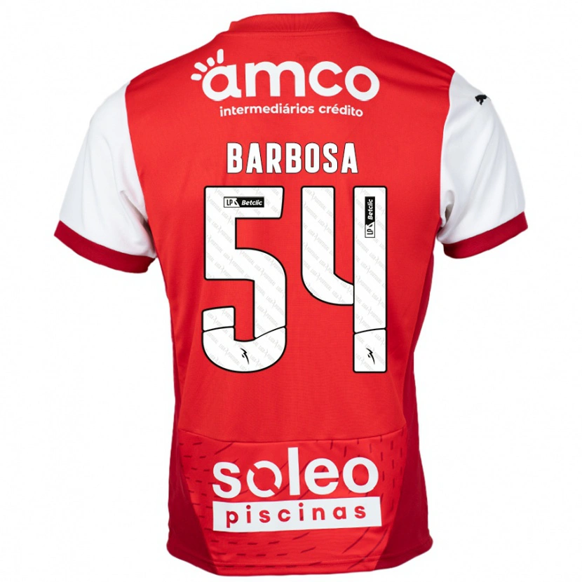 Danxen Kinderen Guilherme Barbosa #54 Rood Wit Thuisshirt Thuistenue 2024/25 T-Shirt