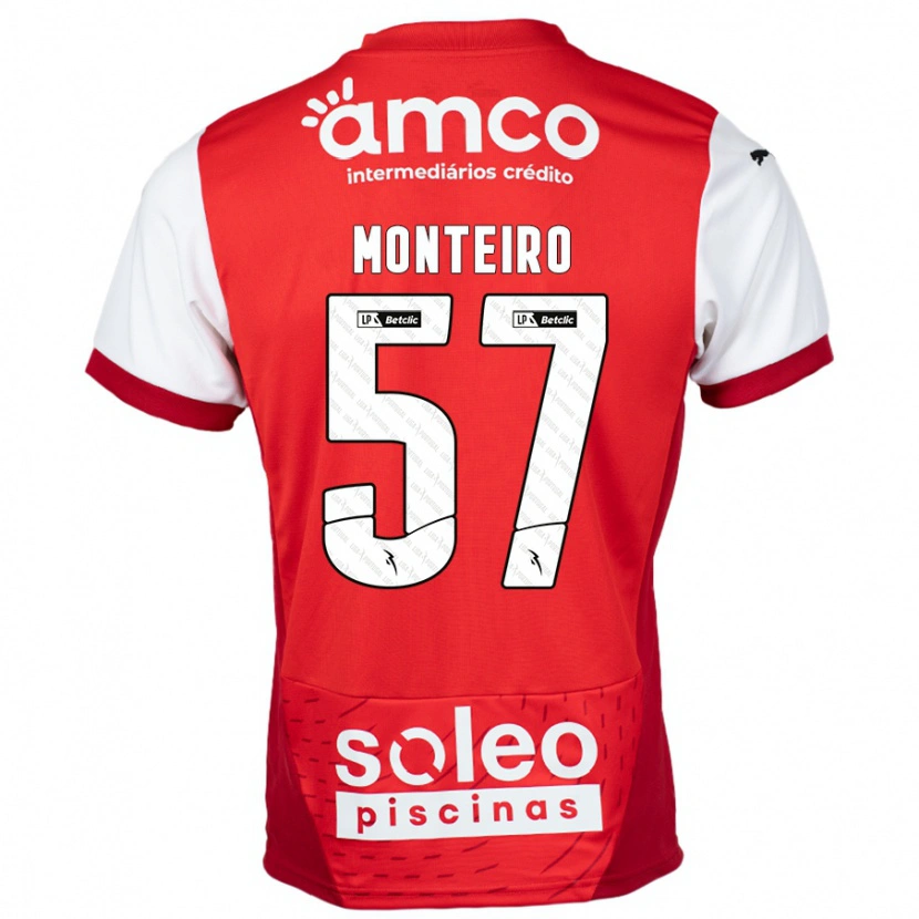 Danxen Kinderen Jordan Monteiro #57 Rood Wit Thuisshirt Thuistenue 2024/25 T-Shirt