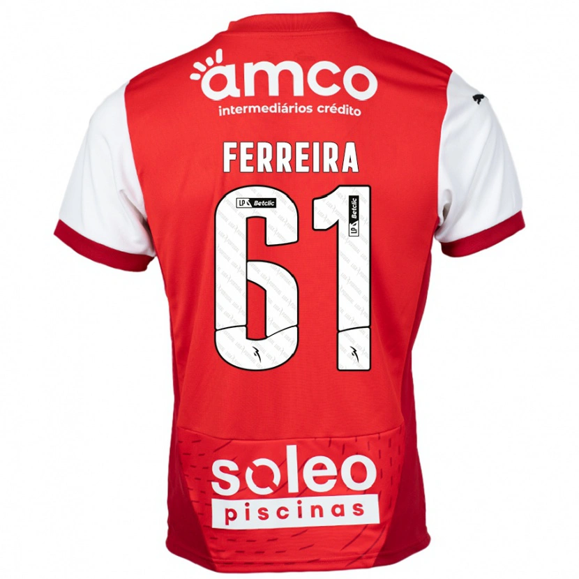 Danxen Kinderen Tiago Ferreira #61 Rood Wit Thuisshirt Thuistenue 2024/25 T-Shirt