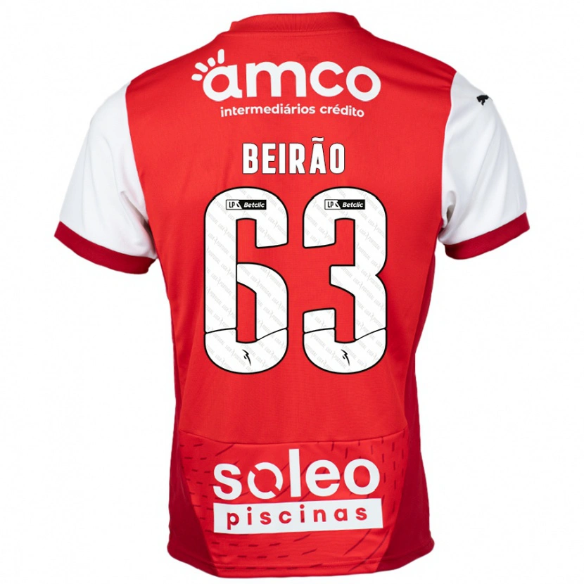 Danxen Kinderen Rodrigo Beirão #63 Rood Wit Thuisshirt Thuistenue 2024/25 T-Shirt