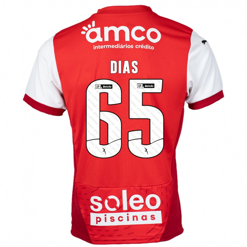 Danxen Kinderen Leandro Dias #65 Rood Wit Thuisshirt Thuistenue 2024/25 T-Shirt