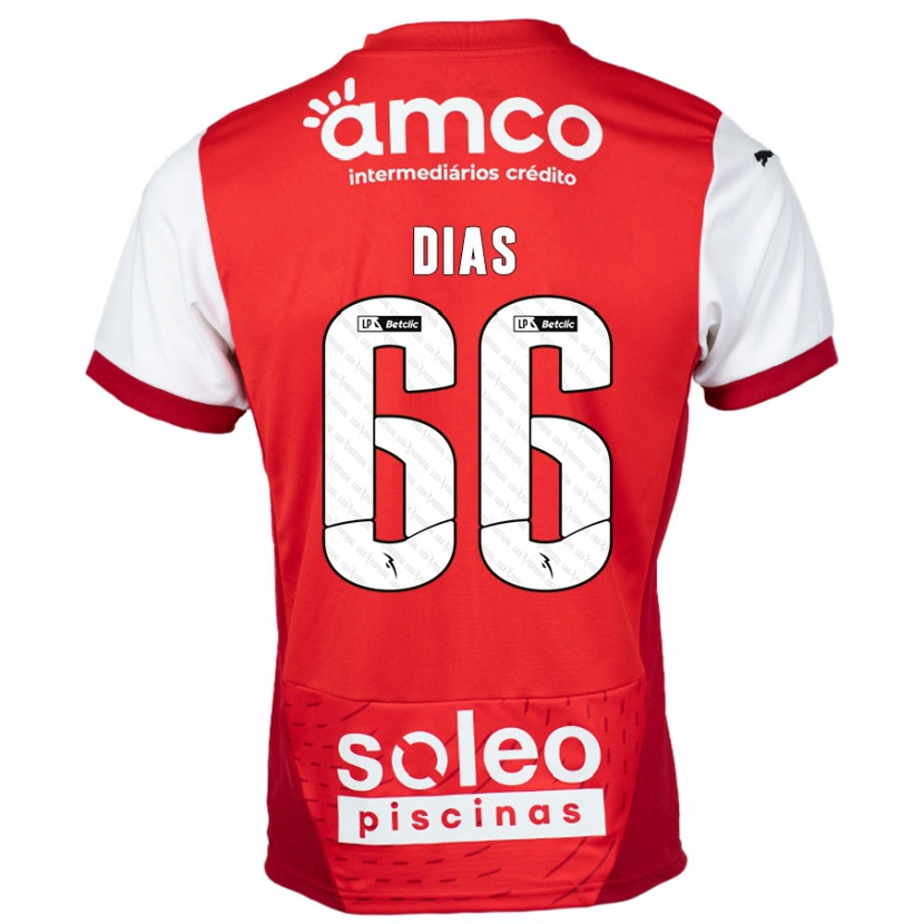 Danxen Kinderen Gonçalo Dias #66 Rood Wit Thuisshirt Thuistenue 2024/25 T-Shirt