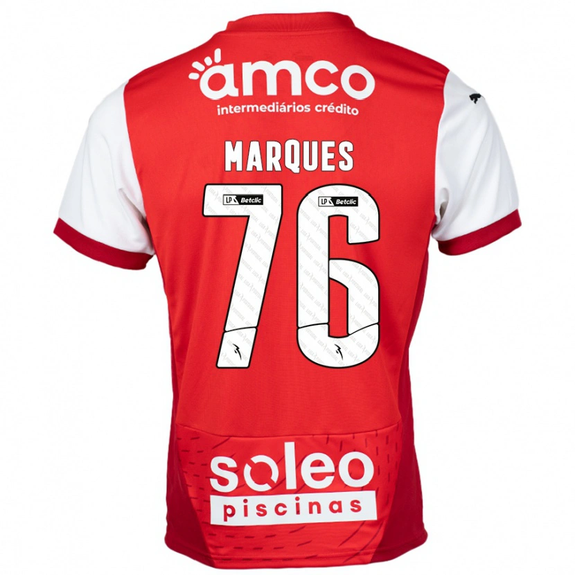 Danxen Kinderen Tomás Marques #76 Rood Wit Thuisshirt Thuistenue 2024/25 T-Shirt