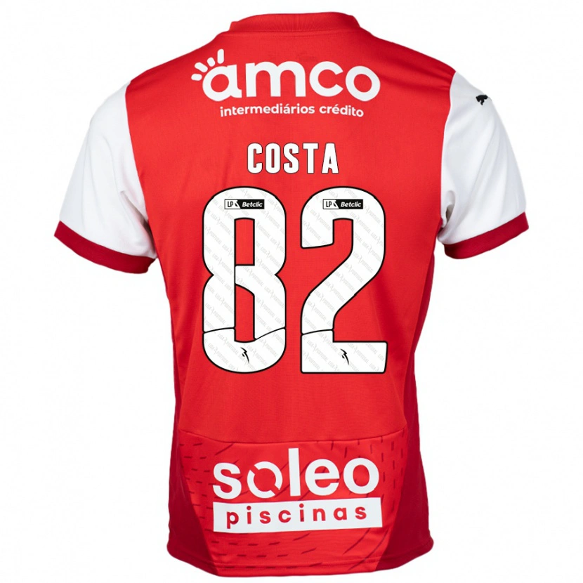 Danxen Kinderen Gui Costa #82 Rood Wit Thuisshirt Thuistenue 2024/25 T-Shirt