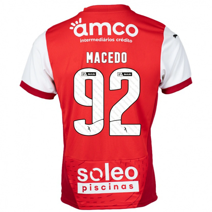 Danxen Kinderen Rodrigo Macedo #92 Rood Wit Thuisshirt Thuistenue 2024/25 T-Shirt